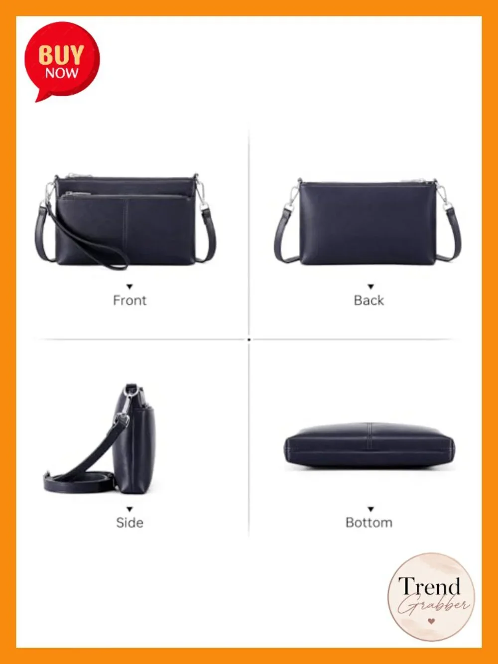 RFID Crossbody Wristlet Clutch Vegan Leather Wallet with Removable Straps